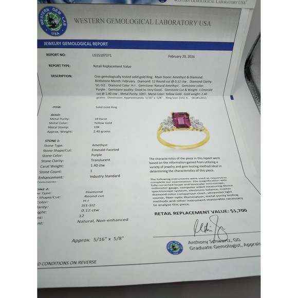 10kt Gold Amethyst ring - Picture 9 of 10